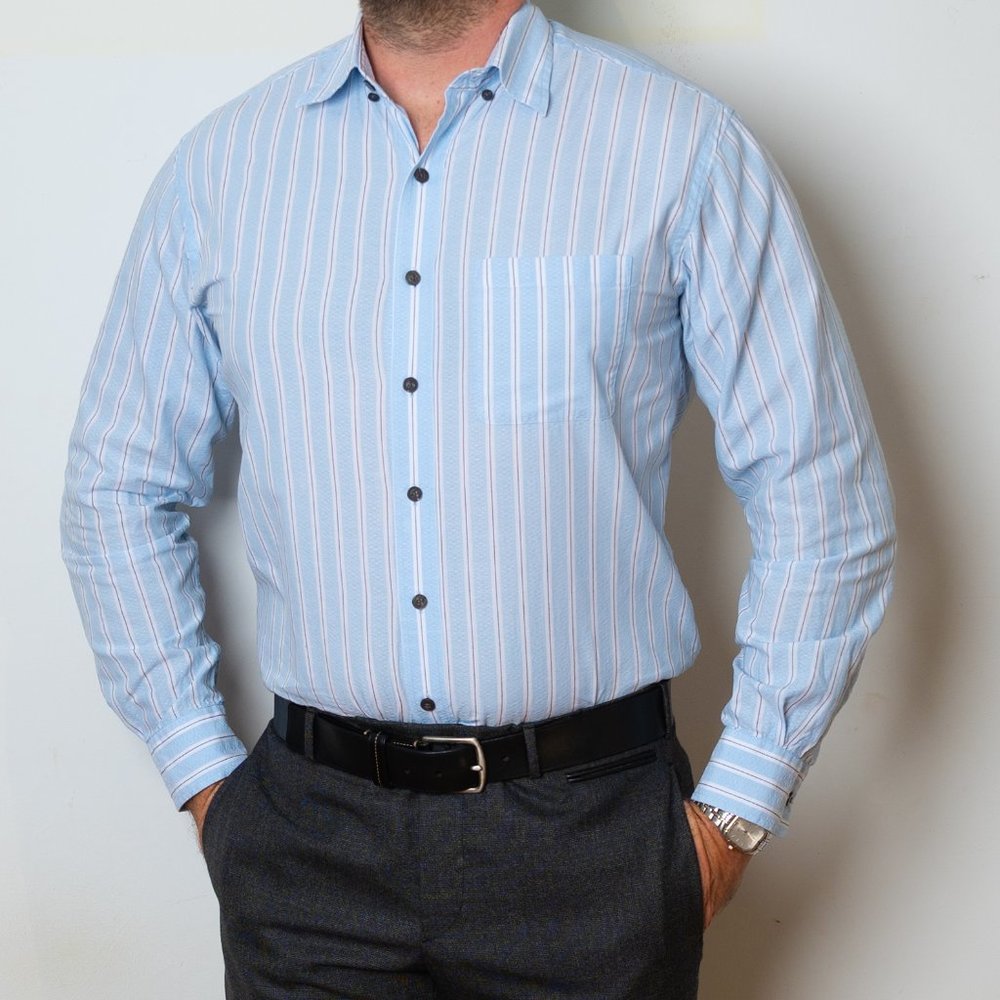 Super Classy Tasso Elba Striped Dress Shirt - Picture 6 of 10